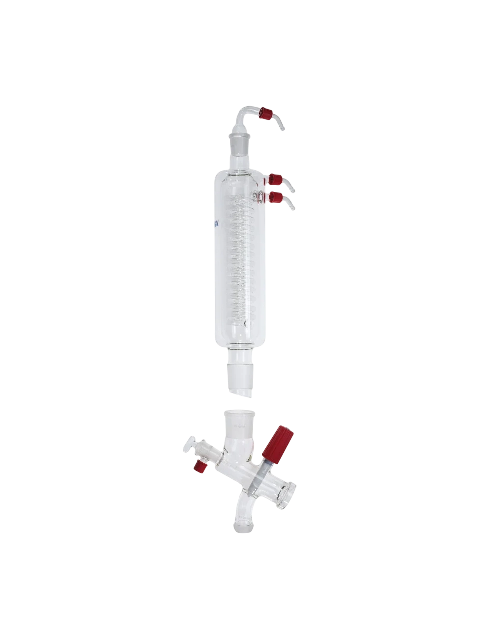 Condenser, RV 10.5, Borosilicate Glass, Vertical Type, with Manifold and Cut-Off Valve for Reflux Distillation, for Rotary Evaporators