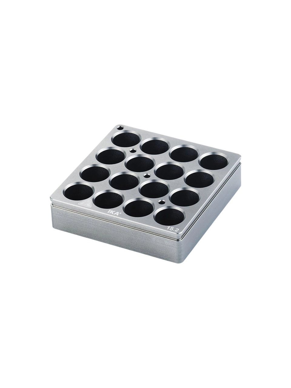 Kuru Isıtma Bloğu, H 135.101, Alüminyum Eloksal, Kulpsuz, IKA H 135.10/H 135.11 Tutucu İle Kullanım İçin, 16 Yuvalı, 4 ml Tüpler İçin, 79x20x79 mm, Düz Tabanlı