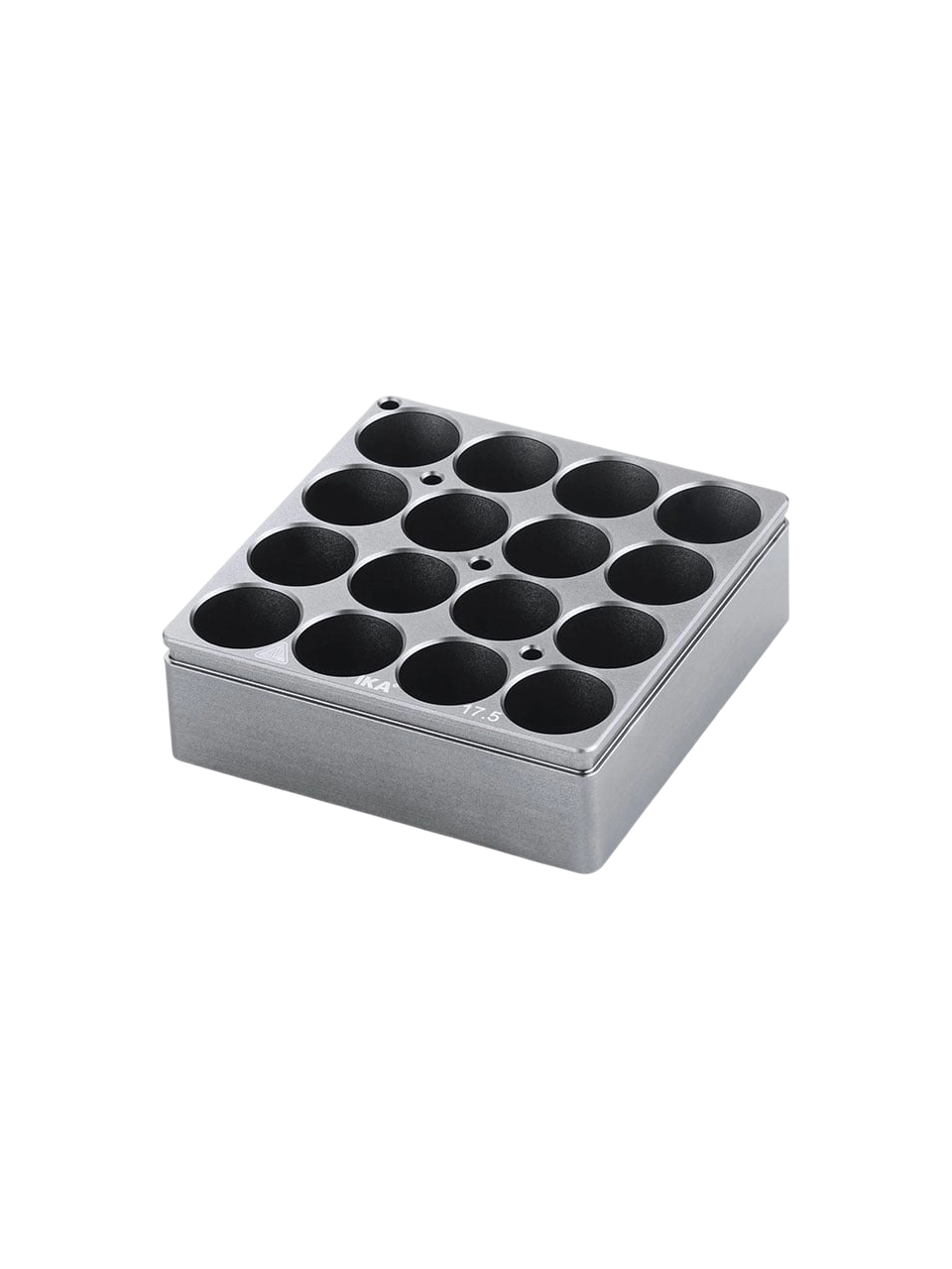 Kuru Isıtma Bloğu, H 135.102, Alüminyum Eloksal, Kulpsuz, IKA H 135.10/H 135.11 Tutucu İle Kullanım İçin, 16 Yuvalı, 8 ml Tüpler İçin, 79x25x79 mm, Düz Tabanlı