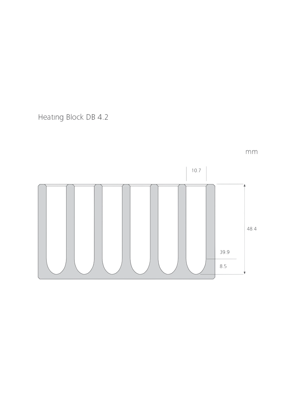 Dry Heating Block, DB 4.2, Aluminum Anodized, 24 Holes, for 10 mm Round Bottom Tubes, 95×76×51 mm Dimensions