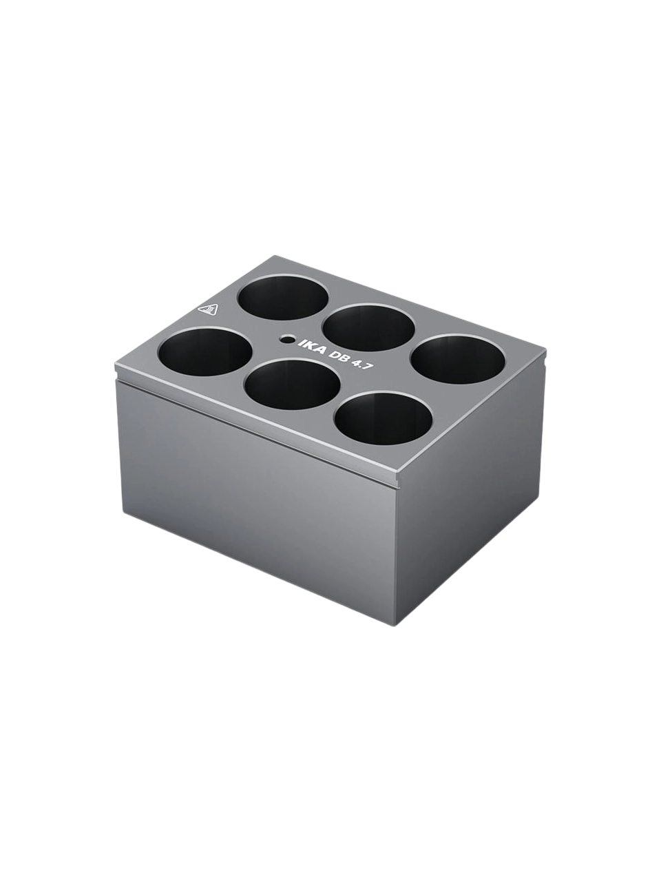 Dry Heating Block, DB 4.7, Aluminum Anodized, 6 Holes, for 25 mm Round Bottom Tubes, 95×76×51 mm Dimensions