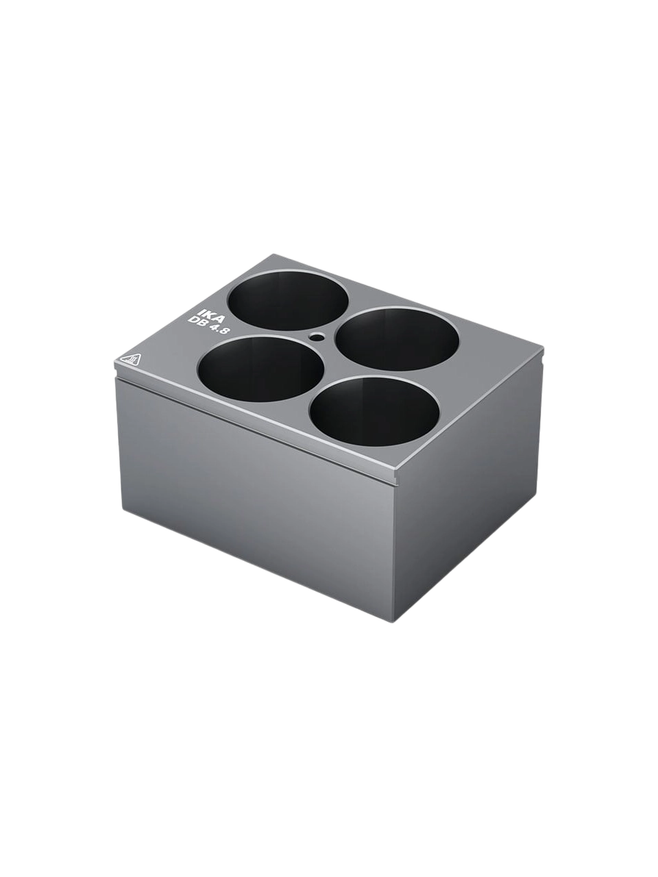 Dry Heating Block, DB 4.8, Aluminum Anodized, 4 Holes, for 35 mm Round Bottom Tubes, 95×76×51 mm Dimensions