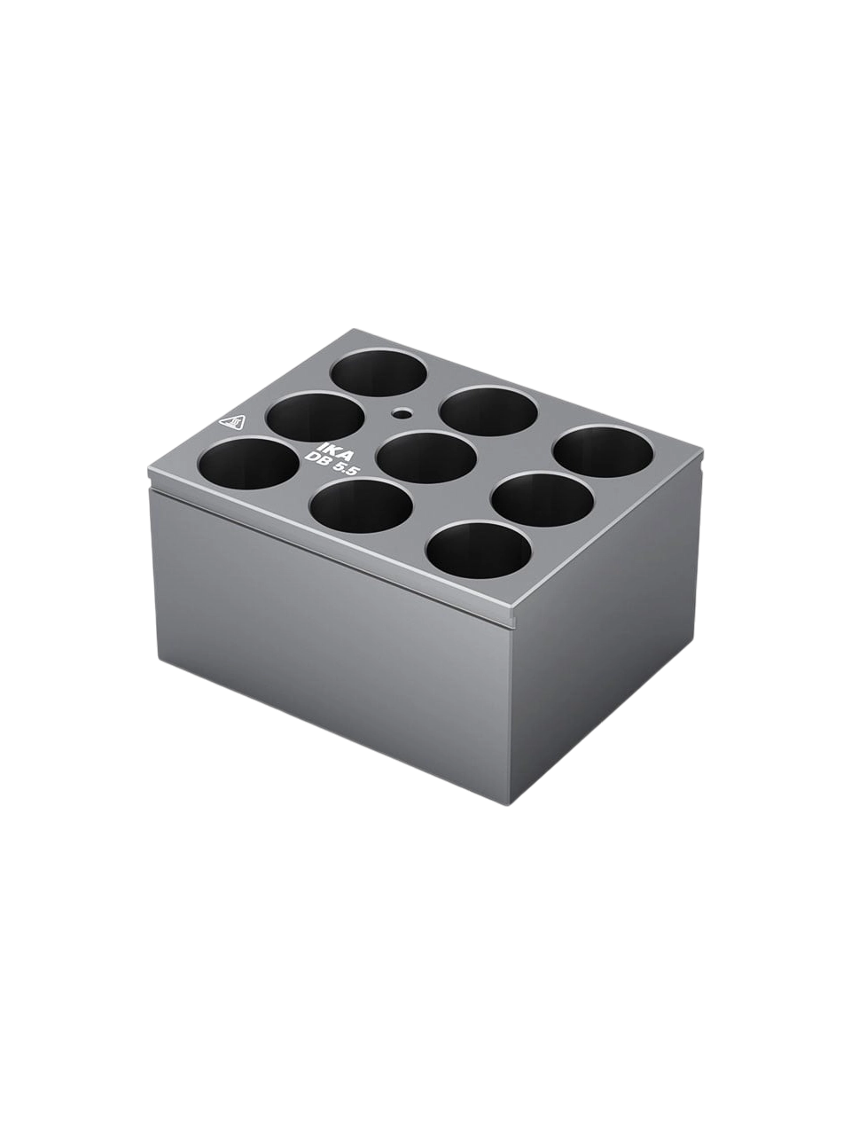 Kuru Isıtma Bloğu, DB 5.5, Alüminyum Eloksal, 9 Yuvalı, 21 mm Vialler İçin, 95×76×51 mm Ebatlar
