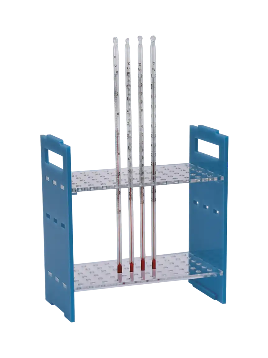 Stand, Akrilik, NMR Tüpü veya Cam Termometre İçin, Ayarlanır Yükseklik, 72 Delik, 210 x 110 x 220 mm Ebatlar