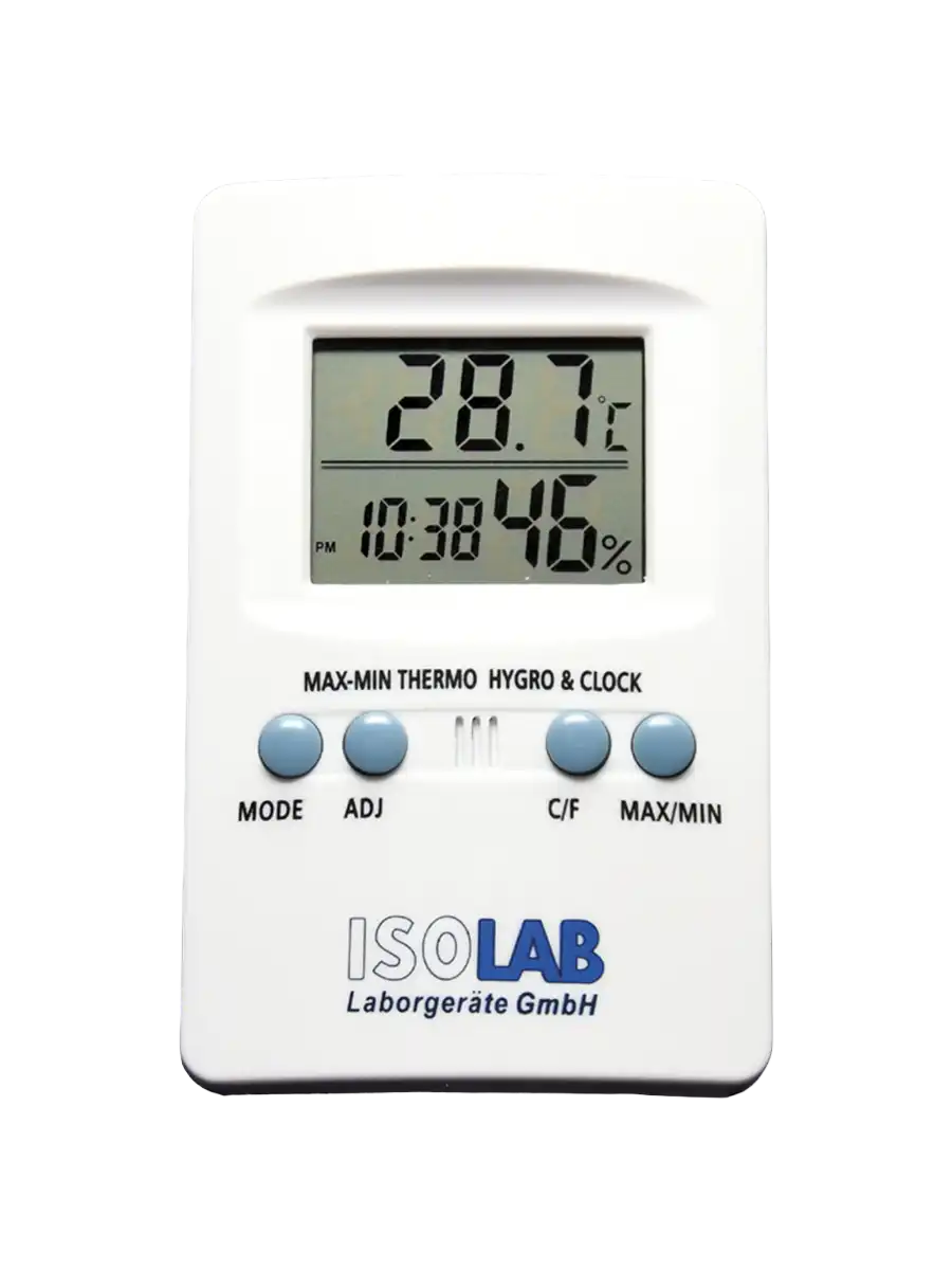 Thermohygrometer, Digital, Desk-top Type, 109 x 70 x 19 mm Dimensions, 40 x 30 mm LCD Display (-50+70°C, %10-%99 RH)