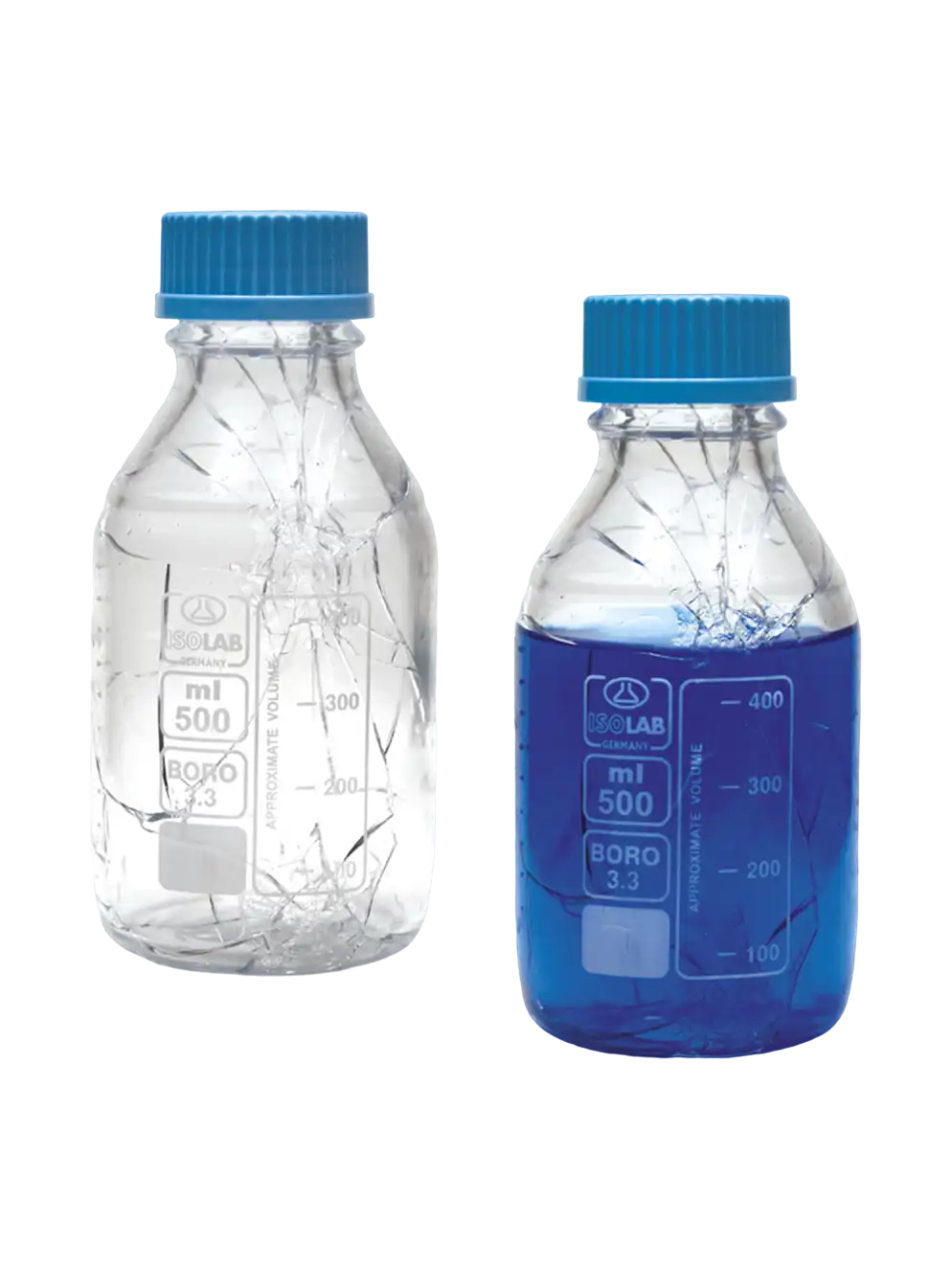 Şişe, Borosilikat Cam, Yüzey Kaplı, Şeffaf, Vidalı Kapaklı, GL 45 Boyunlu, Otoklavlanabilir, Beyaz Skala, 100 ml Hacim