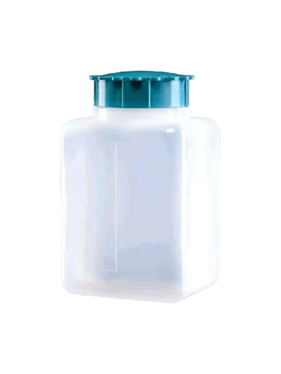 Şişe, P.E, Şeffaf, Mühürlü Vidalı Kapak, Geniş Boyunlu, Kare Gövdeli, Otoklavlanamaz, Kabartma Skala, 50 ml Hacim, 50 adet/paket