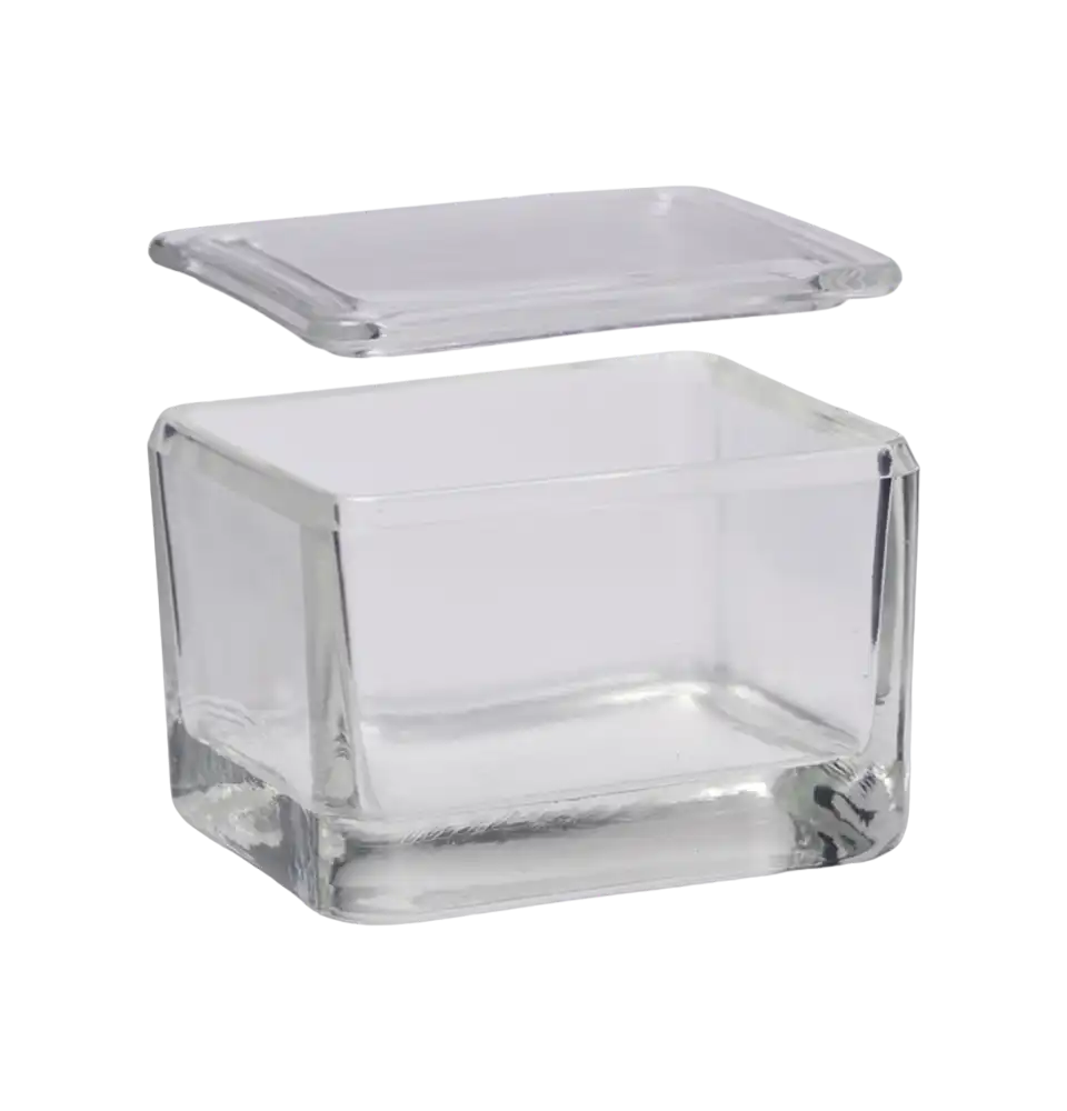 Staining Jar, Soda Glass, with Lid, Macro, for Using with a Stainless Steel Staining Jar Rack (Sold Separately), 105 x 90 x 75 mm Dimensions