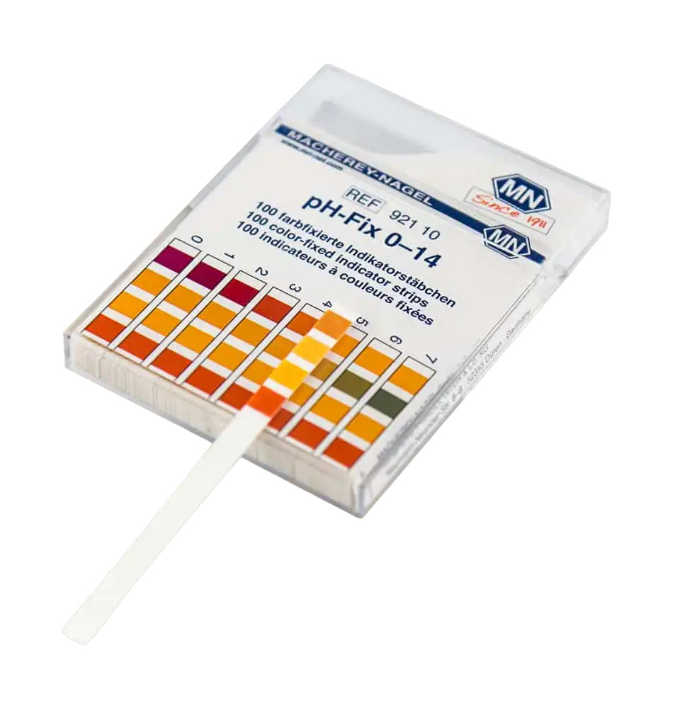 pH Indicator Strips, 0,0-14,0 pH, 6 x 80 mm, M&Nagel, 100 strips/pack