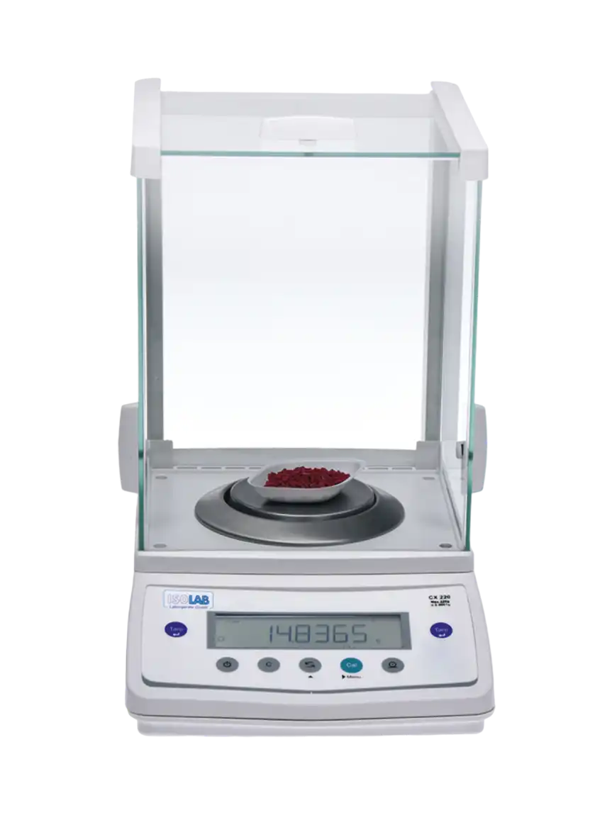 Analytical Balance, LCD Display, 90 mm Pan Diameter, Internal Calibration, Draft Shield, 220 gr Capacity, 0,0001 gr Readability