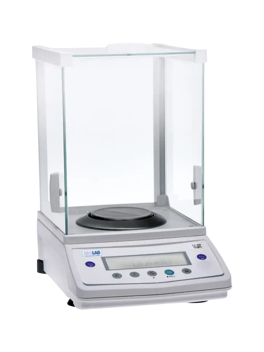 Analytical Balance, LCD Display, 90 mm Pan Diameter, Internal Calibration, Draft Shield, 220 gr Capacity, 0,0001 gr Readability