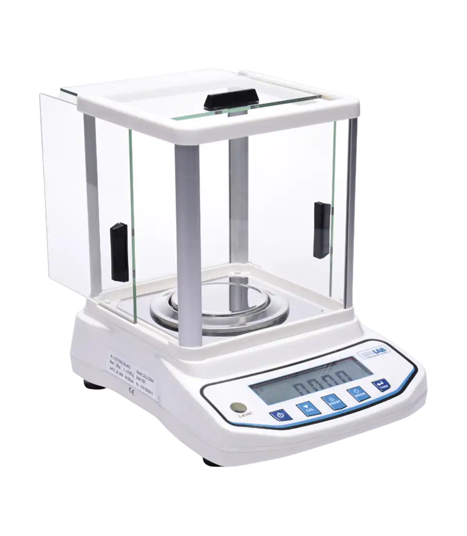 Analytical Balance, LCD Display, 85 mm Pan Diameter, External Calibration, Draft Shield, 320 gr Capacity, 0,001 g Readability