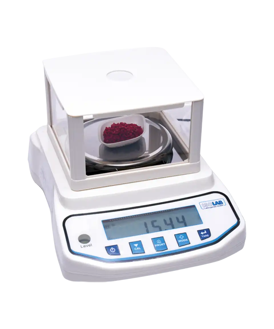 Precision Balance, LCD Display, 130 mm Pan Diameter, External Calibration, Half Draft Shield, 1200 gr Capacity, 0,01 gr Readability