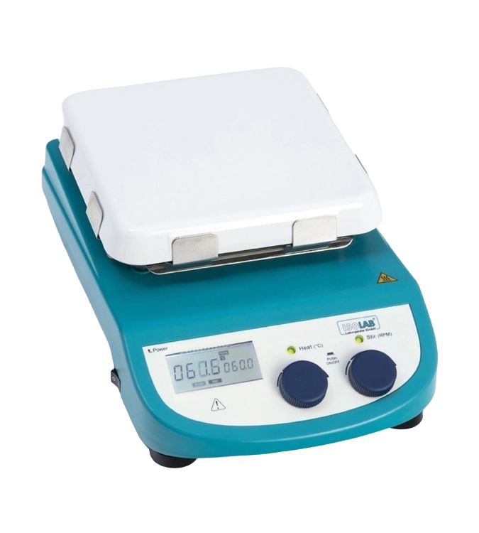 Magnetic Stirrer, with Hot Plate, 20 L Stirring Capacity, 550°C, 100-1500 RPM, PT1000 Temperature Sensor (± 0,2°C), LCD Display