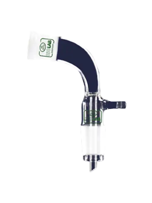 Adapter, Borosilicate Glass, 105° Angled, Side Vacuum Arm, Female Joint: NS14/23, Male Joint: NS14/23