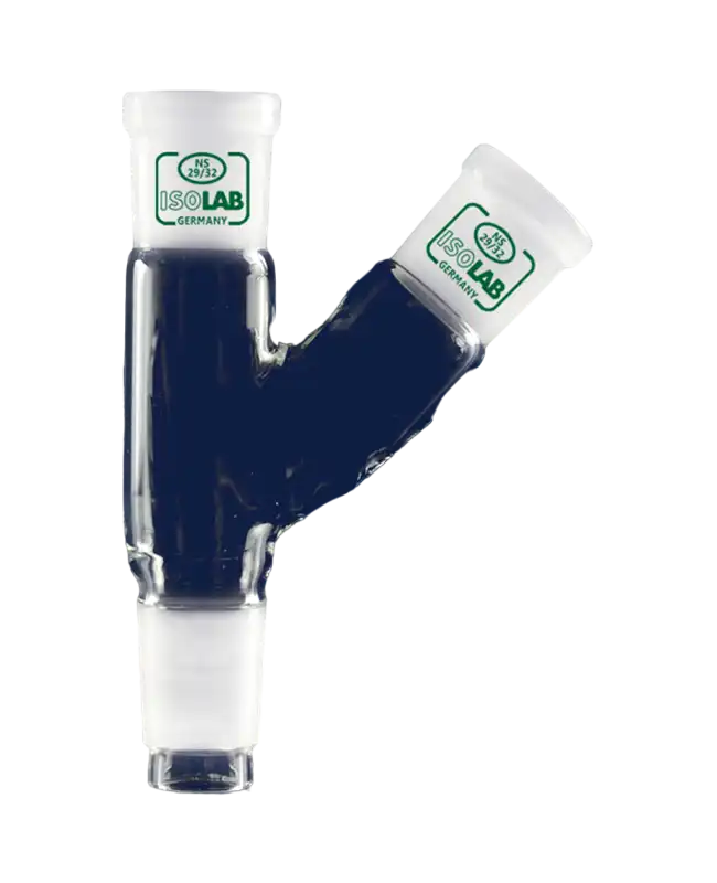 Adapter, Borosilicate Glass, 45° Upwards Angled, 2 Necks, Female and Male Joints: NS 14/23, Upwards Angled Female Joint: NS 14/23