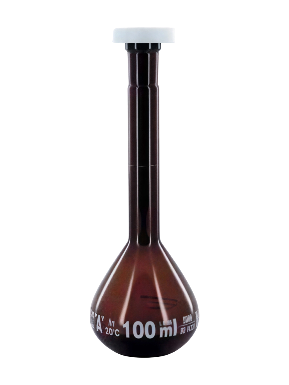 Balon Joje, Nötr Cam, Standart, Koyu Amber, A Kalite, P.E Konik Tıpalı, Beyaz Skala, NS 10/19 Şilifli, 5 ml Hacim