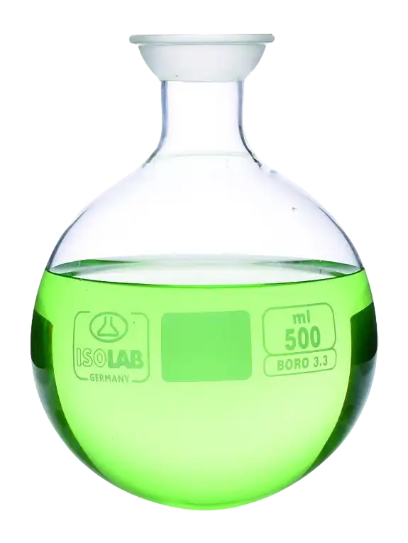 Receiving Flask, Borosilicate Glass, Clear, Round Bottom, Single Neck, KS 35 Joint, 100 ml Volume