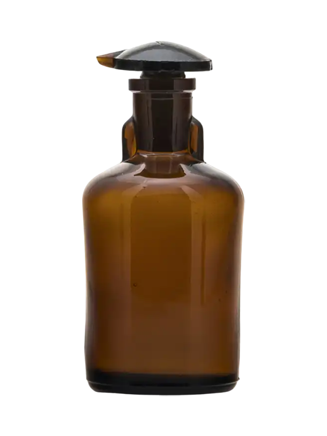 Dropping Bottle, Borosilicate Glass, Amber Body, Glass Cap, 100 ml Volume