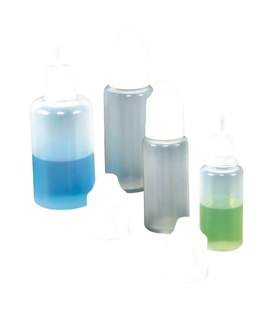 Dropping Bottle, P.E, Clear Body, White Cap, 10 ml Volume