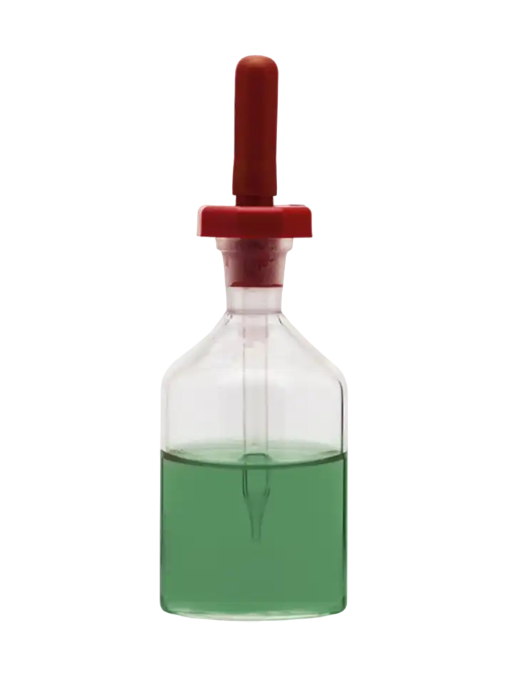 Dropping Bottle, Borosilicate Glass, Clear Body, Red Rubber Cap, 50 ml Volume