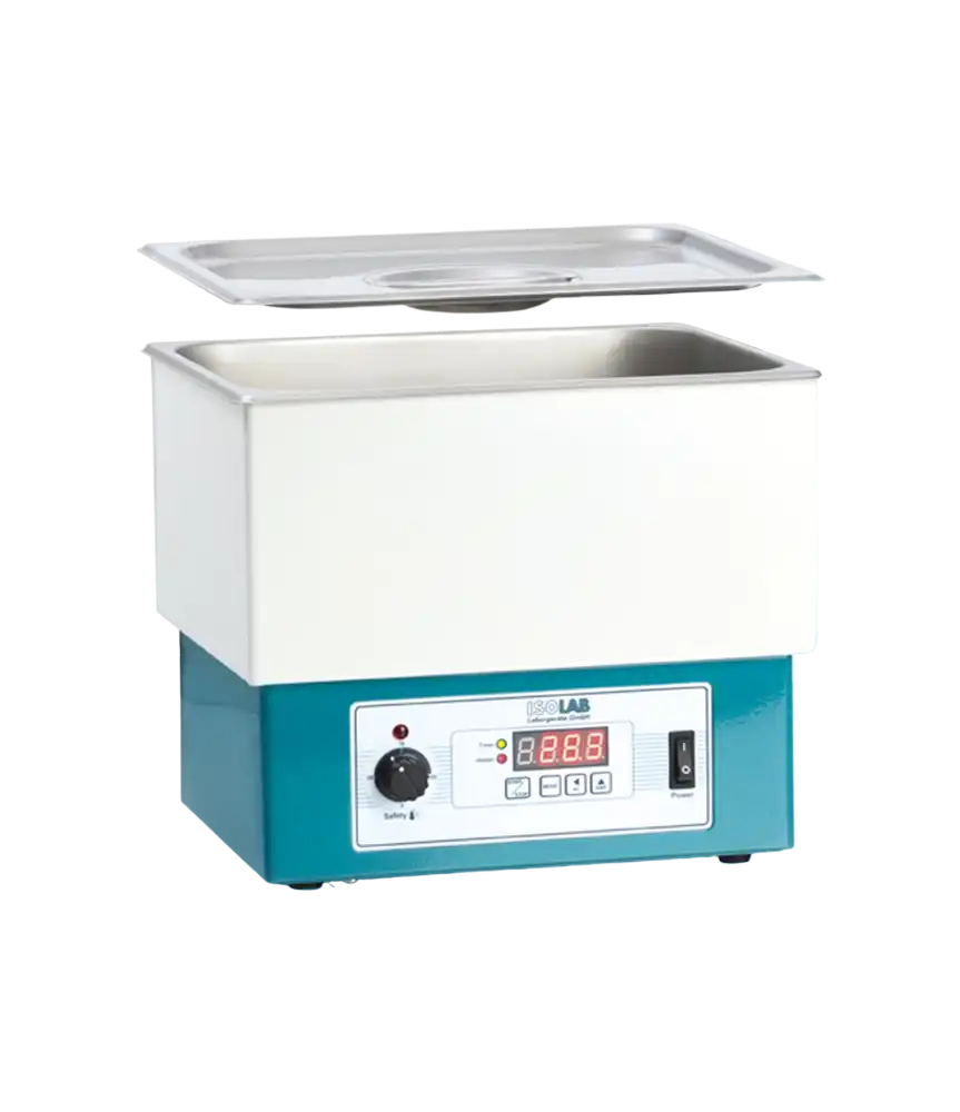 Water Bath, Room Temp. +5-99°C, Time Adjusted, LED Display, Stainless Steel Lid (Included), 11 L Stainless Steel Bath