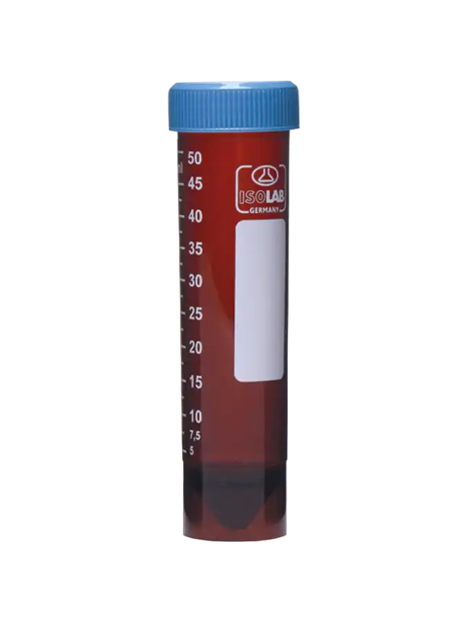 Centrifuge (Falcon) Tube, P.P, Amber, Screw Cap, Conical Bottom, with Skirt, Autoclavable, Non-sterile, 50 ml Volume, 50 pcs/pack