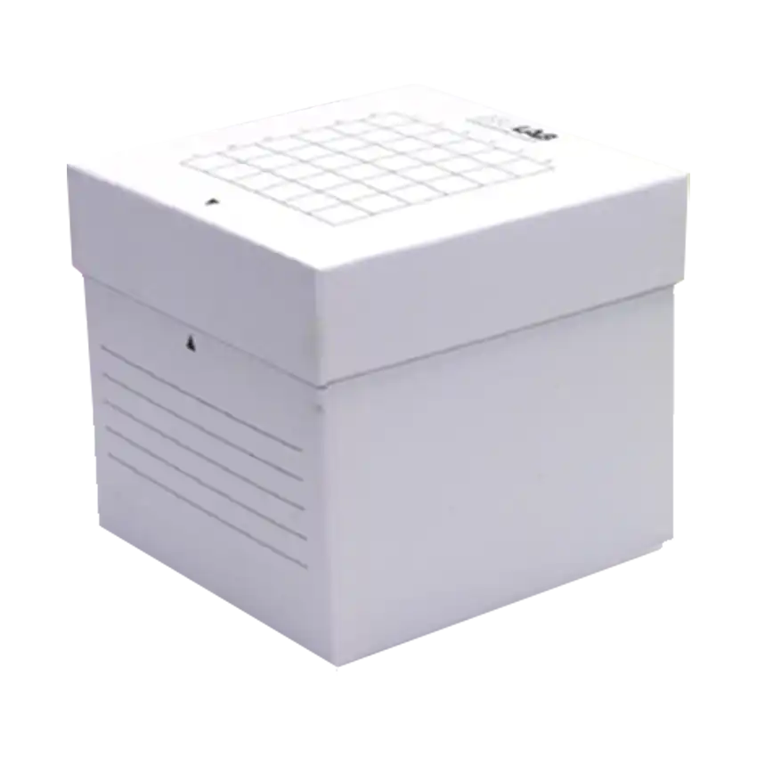 Centrifuge (Falcon) Tube Box, Cardboard, Pres-on Lid, 36 Well, for 15 ml Conical Bottom Tubes, 130 x 130 x 125 mm Dimensions, White