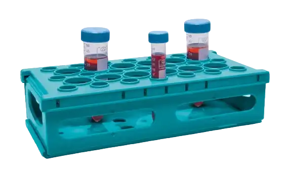 Centrifuge (Falcon) Tube Stand, P.P, Foldable, 21 Well for 15 ml Tubes and 12 Well for 50 ml Tubes, Blue