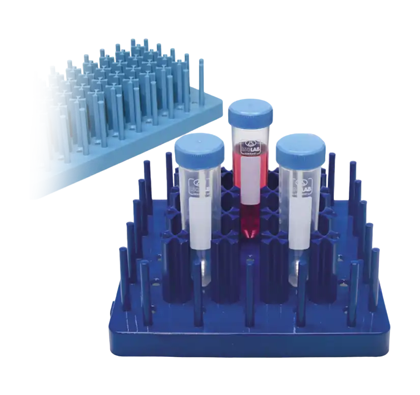 Centrifuge (Falcon) Tube Stand, ABS, Hedgehog Model, 25 Well, for 50 ml Conical Bottom Tubes, 200 x 200 x 70 mm Dimensions, Blue