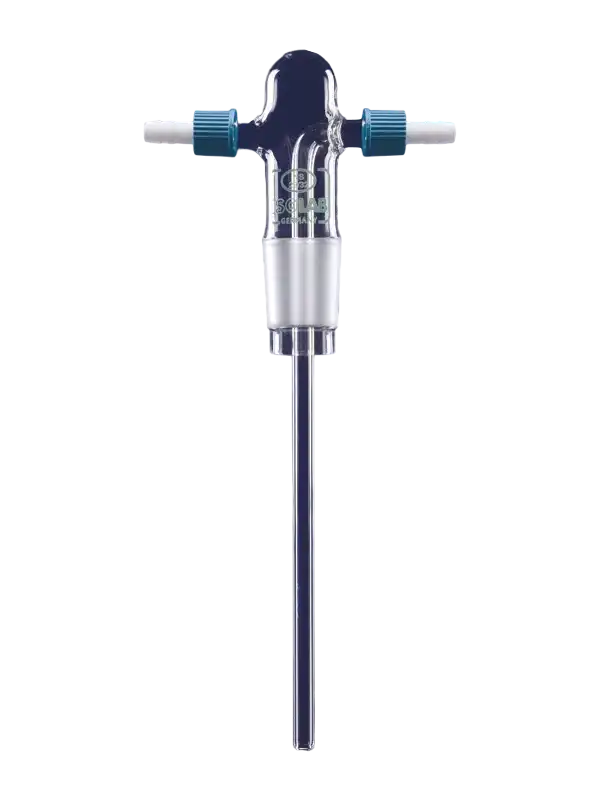 Gas Washing Bottle Head, Borosilicate Glass, W/O Fritted Disc, with P.P Side Arm