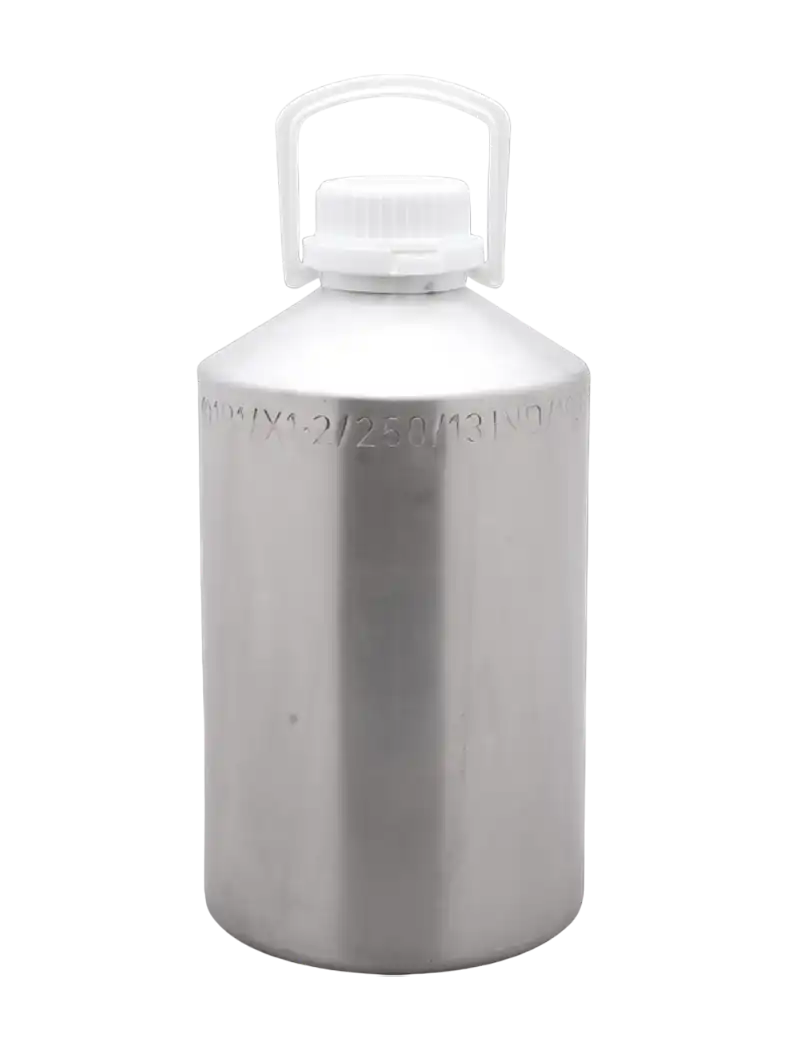 Bottle, Aluminium, Screw Cap with Security Ring, GL 60 Neck, with Handle, 6 L Volume
