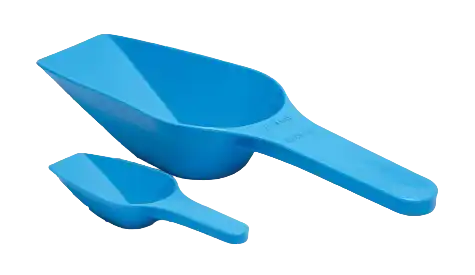 Scoop, P.P, Flat Bottom, Blue, W/O Lid, 10 mm Scoop Width, 31 mm Scoop Length, 62 mm Total Length, 2 ml Volume