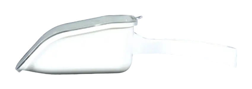 Scoop, P.S, Flat Bottom, White, with Lid, Sterile, 30 mm Scoop Width, 52 mm Scoop Length, 137 mm Total Length, 25 ml Volume