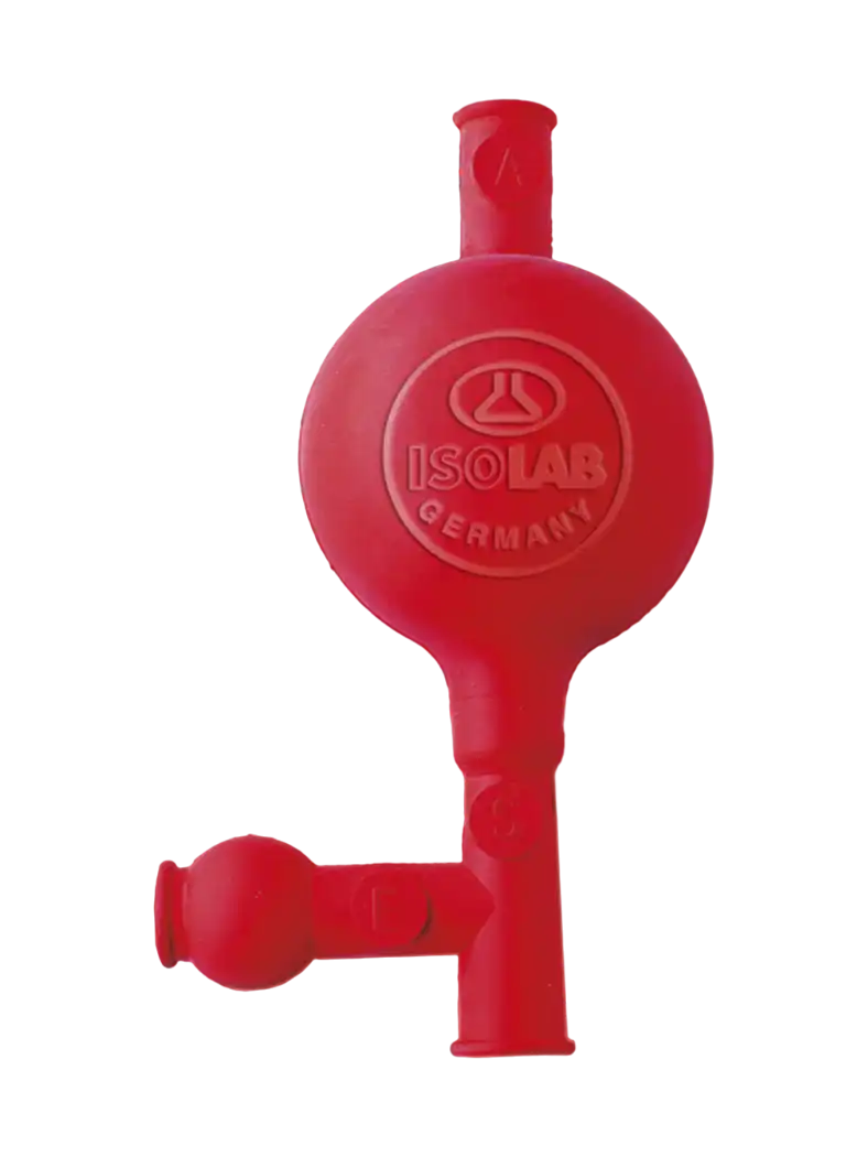 Pipette Filler, Natural Rubber, with 3 Valves, Macro, Standard, Red, Maximum 10 ml Volume