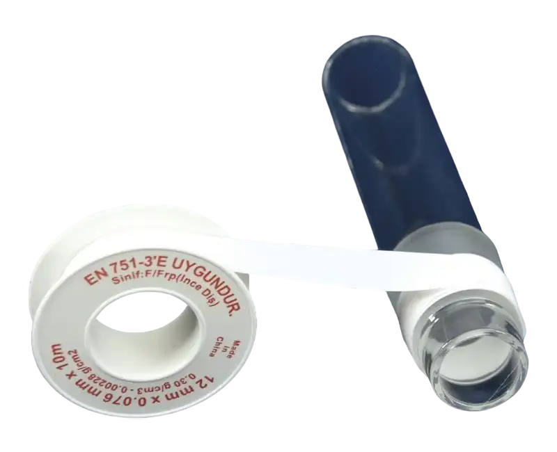 Şilif Sızdırmazlık Bandı, PTFE, -200°C ... +260°C Termal Dayanım, Rulo Şeklinde, 12 mm Genişlik, 10 m Rulo Uzunluğu