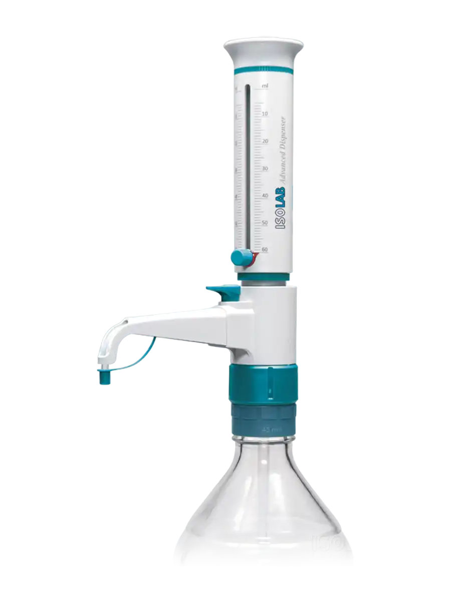 Bottle-Top Dispenser, Advanced Model, with Recirculation Valve 0,3-2,5 ml Adjustable Volume (Analog), 0,015 ml Accuracy, 0,05 ml Subdivision