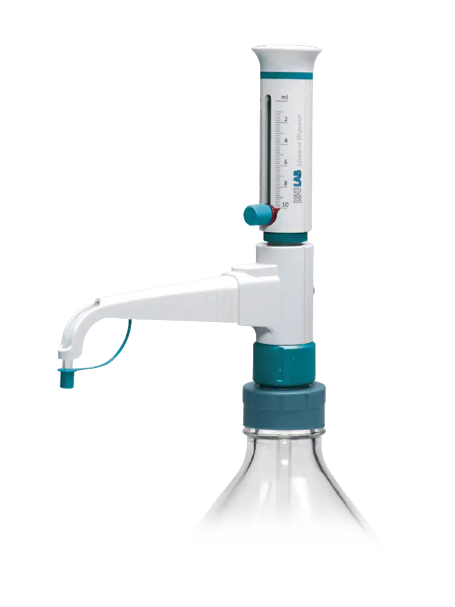 Bottle-Top Dispenser, Advanced Model, W/O Valve 0,3-2,5 ml Adjustable Volume (Analog), 0,015 ml Accuracy, 0,05 ml Subdivision