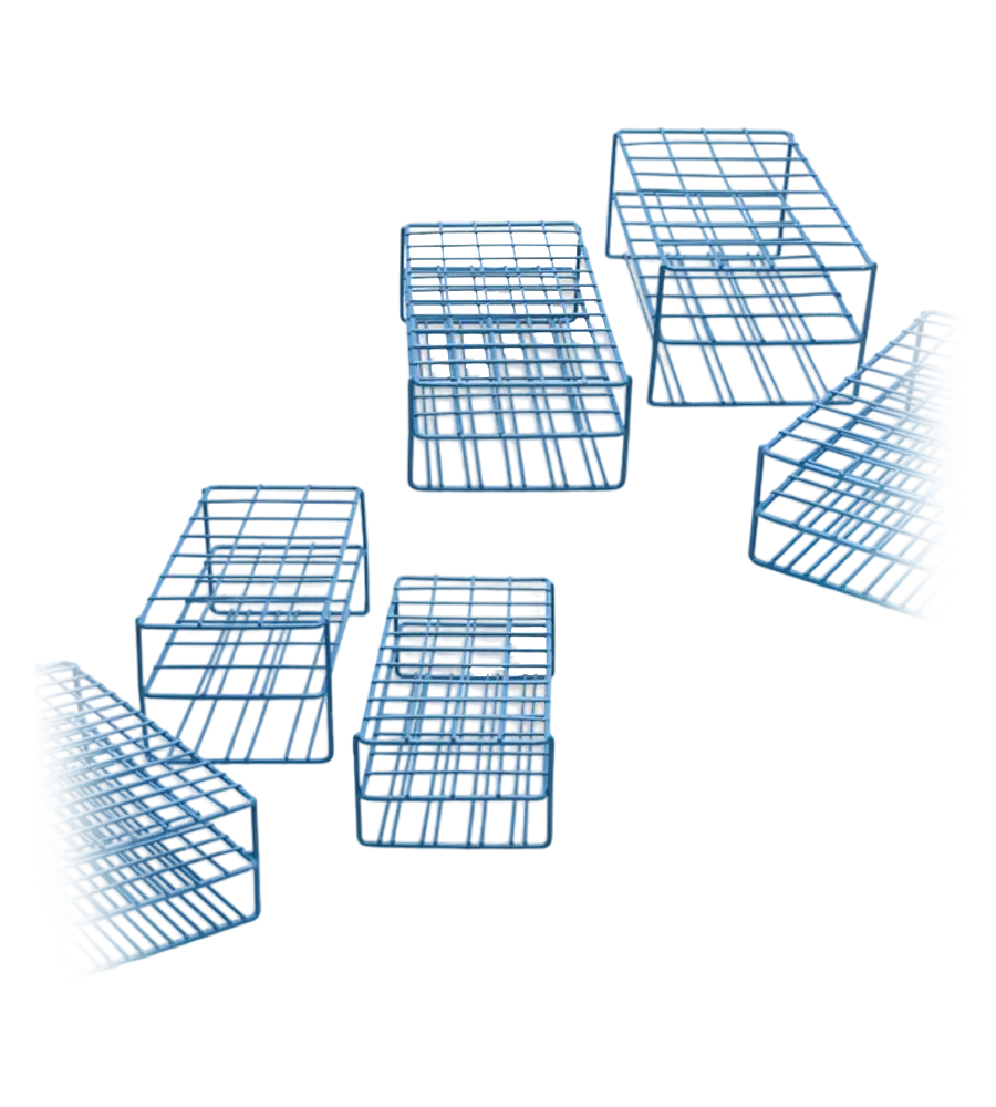Tube Rack, Epoxy Coated Steel, 84 Well, for 13 mm Tubes, 100 x 231 x 68 mm, Green