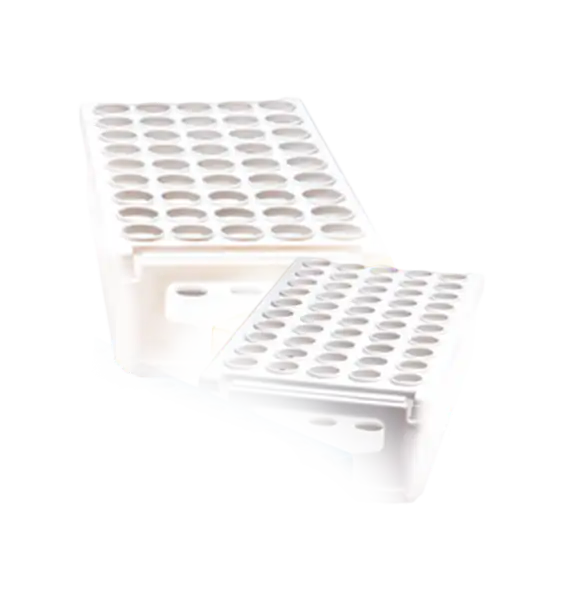 Tube Rack, Foldable, P.P, 50 Well, for 13 mm Tubes, 160 x 275 x 70 mm, White