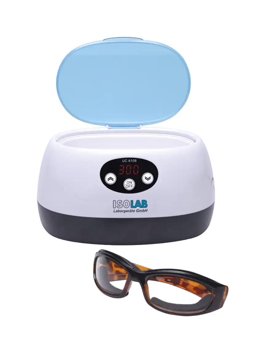 Ultrasonik Banyo, Gözlükler İçin, 60-120-180-240-300 Saniye Zaman Ayarlı, 0,6 L Hacim, LED Ekran