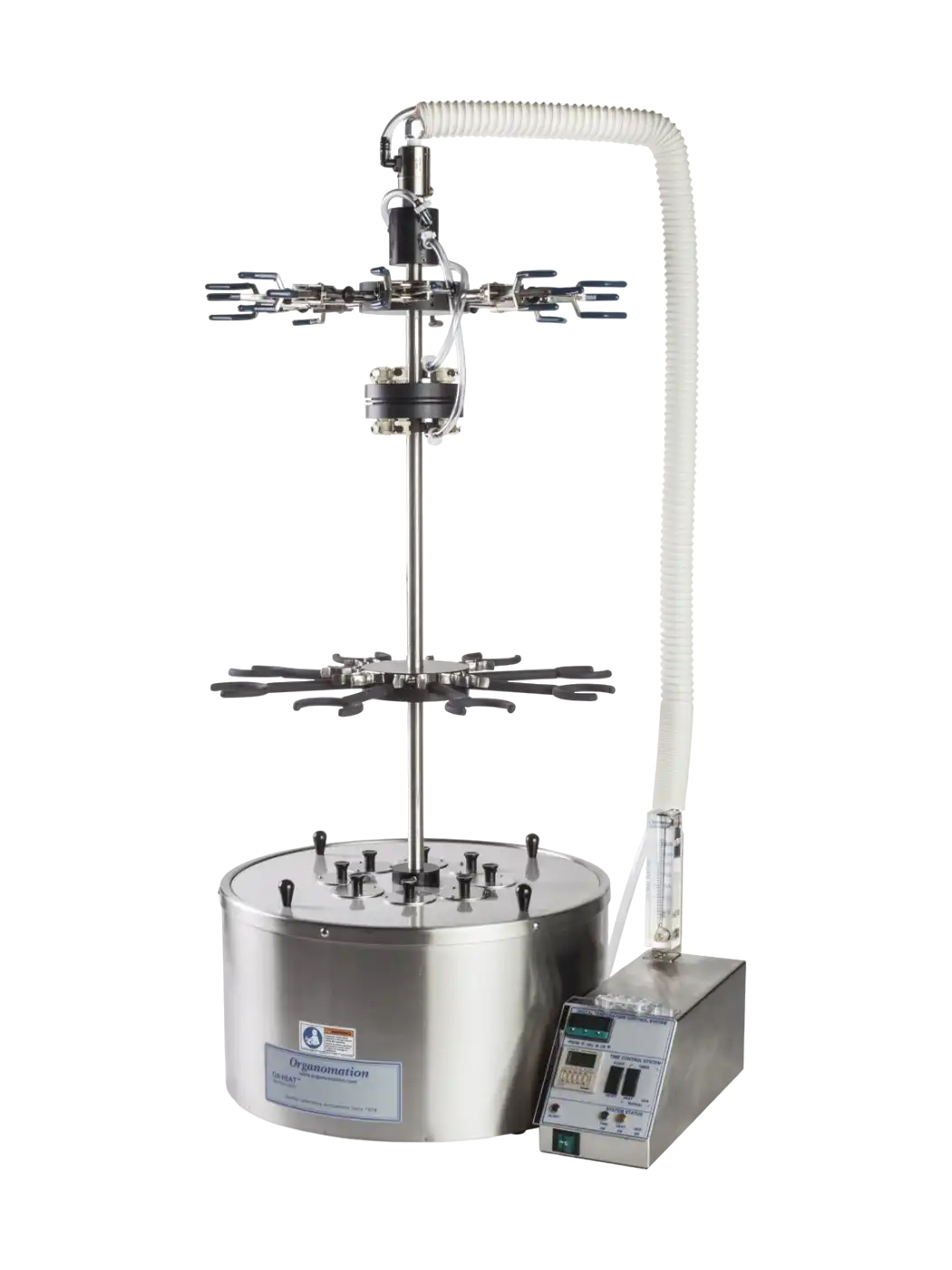 Solvent Extraction (Liquid-Liquid Corning Accelerated One-Step) Unit, ROT-X-TRACT-LC Series, with Water Bath (30-100°C and 1600 W), Digital Control, 8 Sample Positions