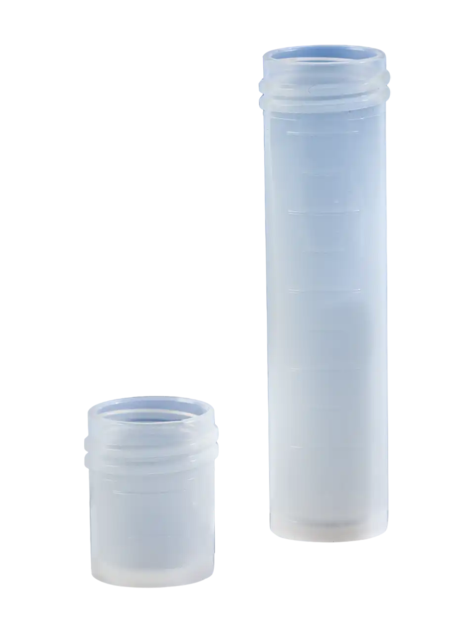 Sample Vial, PFA, W/O Cap, 39 mm Height, 29 mm Diameter Screw Neck, Flat Base, 15 ml Volume, Embossed Scale, 5 ml Subdivision