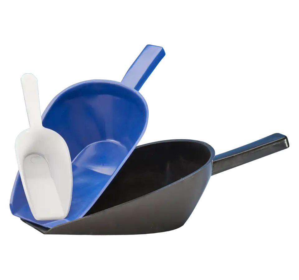 Kürek, PE-HD, Dibi Düz, Beyaz, Kapaksız, 250 mm Toplam Uzunluk, 150 ml Hacim