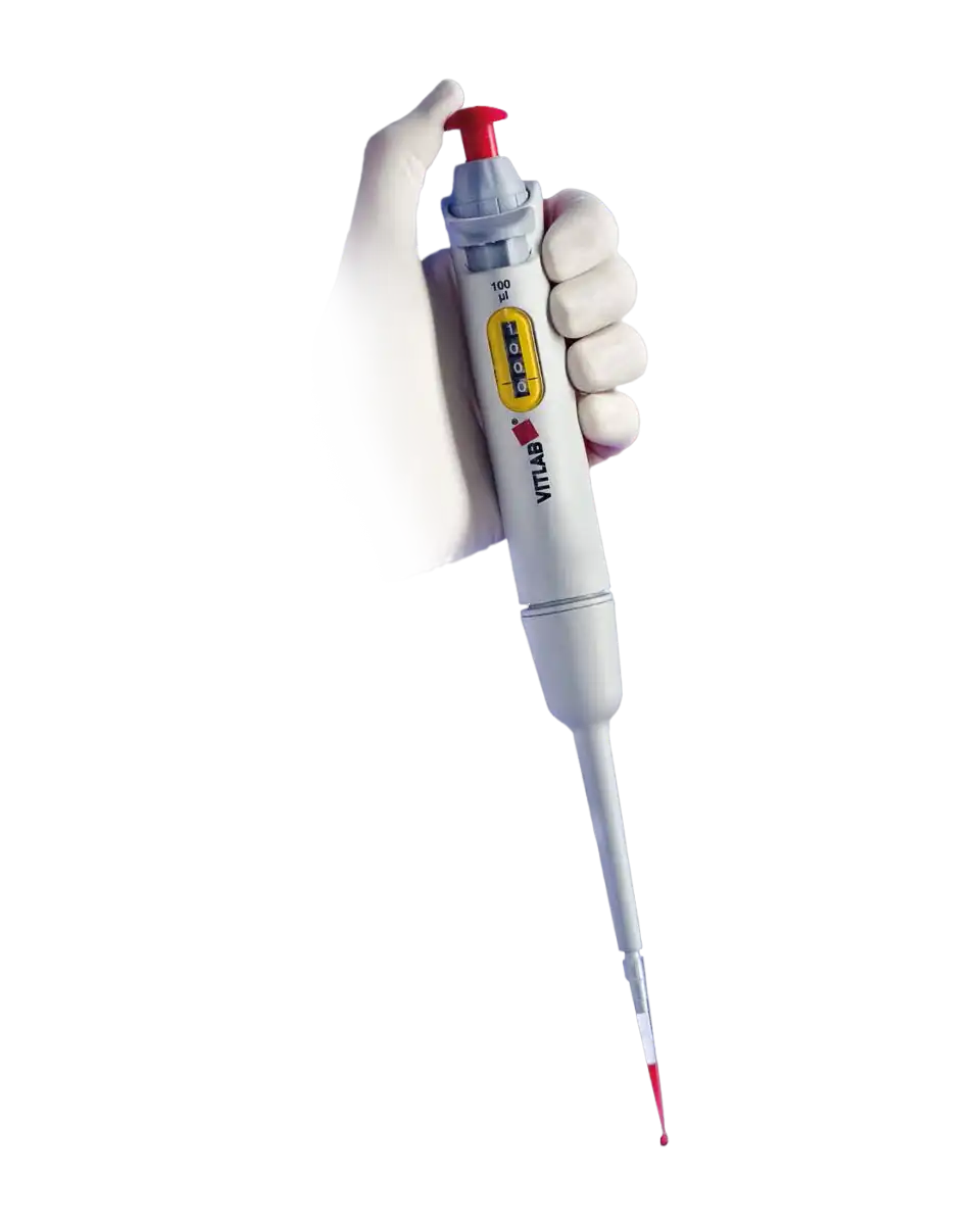 Mikropipet (Otomatik Pipet), VITLAB®, Otoklavlanabilir, Tek Kanallı, Sarı, 2-20 µl Ayarlanabilir Hacimli (Analog), 0,16 µl Hassasiyet, 0,08 µl Artış