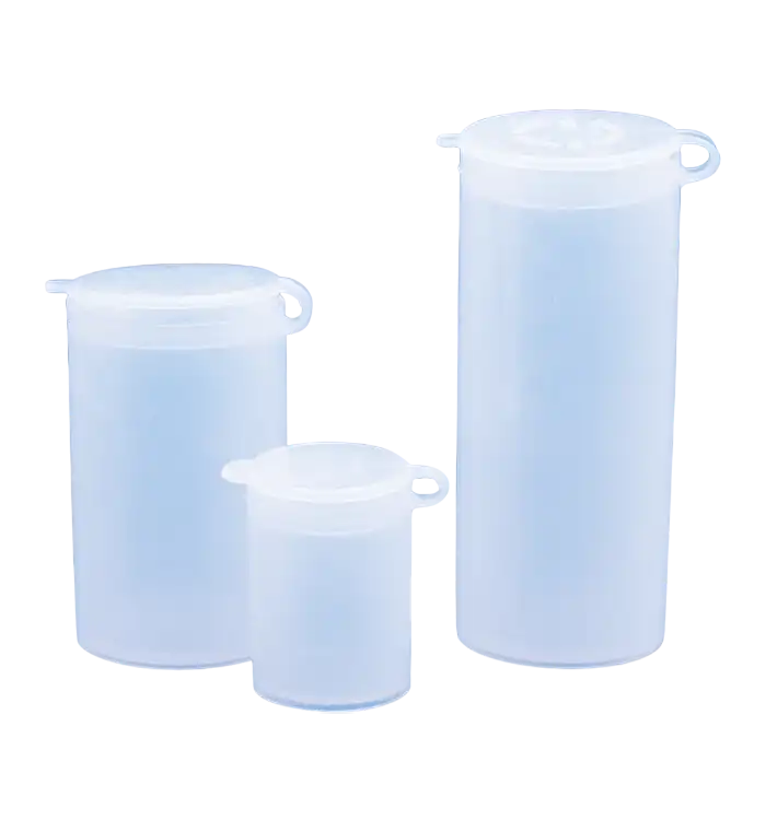 Sample Container, PE-LD, Clear, Attached Plug-Seal Cap, 74 mm Height, 30 mm Diameter, 50 ml Volume