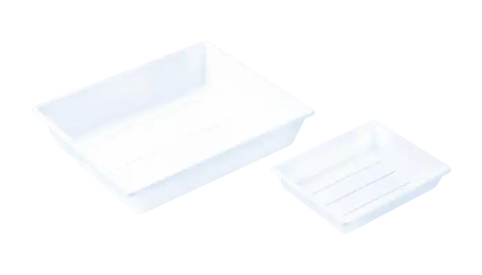 Trays, P.P, General Use, White, Chemical Resistance, 180 x 130 mm Bottom Dimensions, 42 mm Height