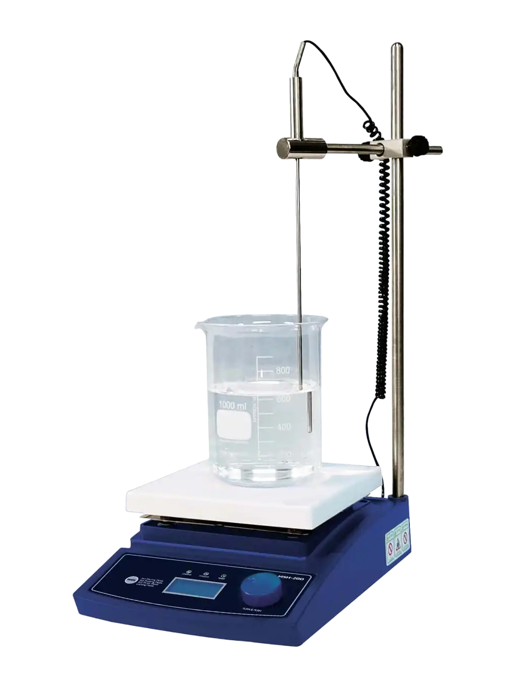 Magnetic Stirrer, with Hot Plate, 20 L Stirring Capacity, 380°C, 80-1500 RPM, PT1000 Temperature Sensor, LCD Display